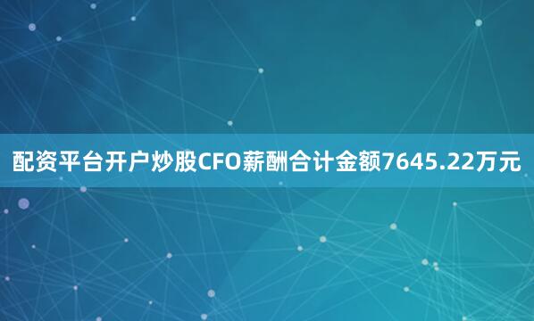 配资平台开户炒股CFO薪酬合计金额7645.22万元